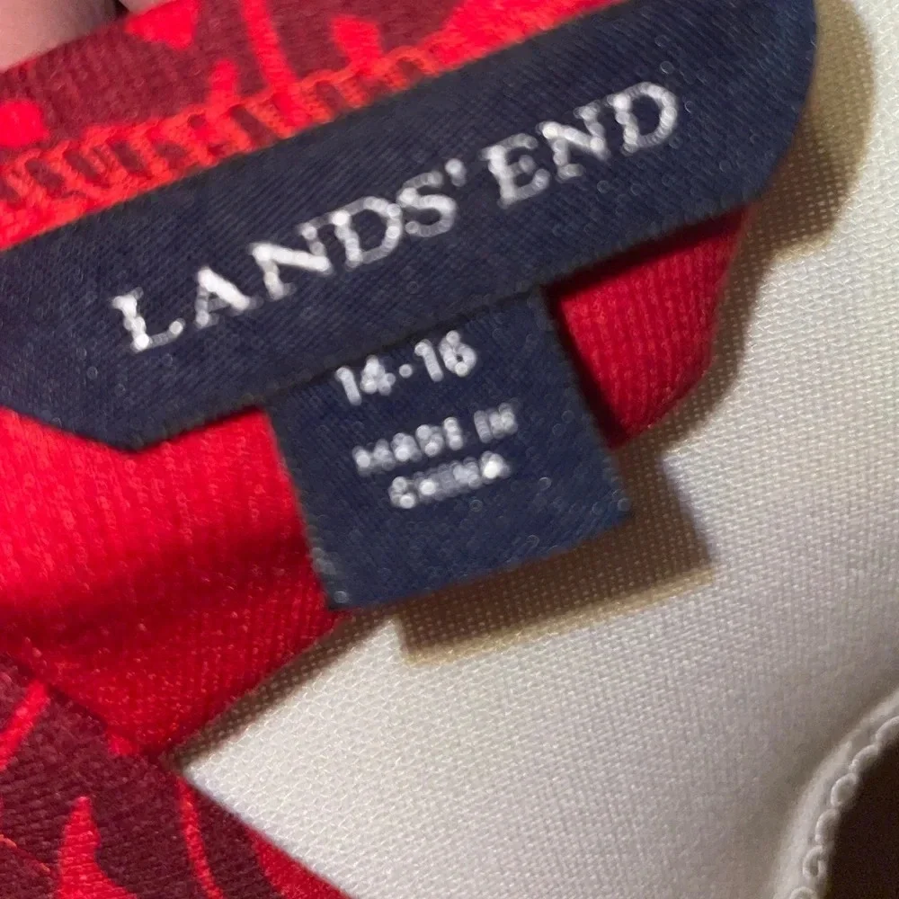 3/4 sleeve faux wrap dress, paisley like print. Lands End, - Picture 6 of 6